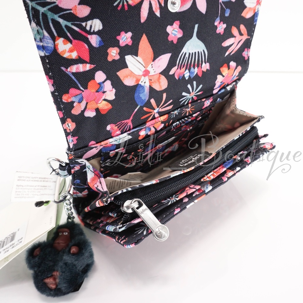 NWT Kipling AC3739 PIXI Snap Medium Trifold Wallet Nylon Festival Blossom Multi - Picture 8 of 13